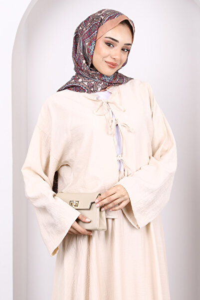 İmajButik Μπεζ Σετ Φούστα Κιμονό με δέσιμο μπροστά