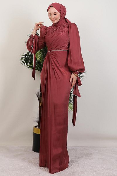 GİYZAMİLA Βραδινό φόρεμα İdil Hijab Dark Dusty Rose