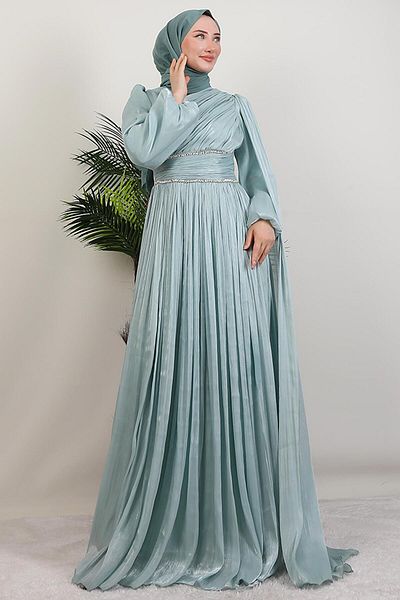 GİYZAMİLA Paris Evening Dress Water Green