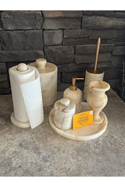 Polen Stone Bal Mermer 7 Piece Natural Stone Bathroom Set