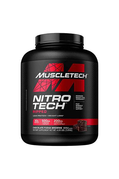 MUSCLETECH Nitrotech Ripped, Lean Protein+Weight Loss, 4 Lbs, Chocolate Fudge Brownie, 43 Servings