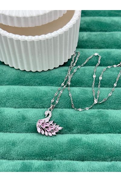 ilvesa shop Zircon Stone Stainless Steel Swan Necklace