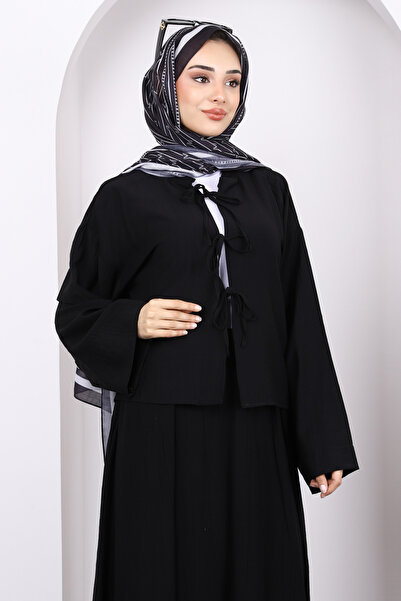 İmajButik Black Tie Front Kimono Skirt Suit