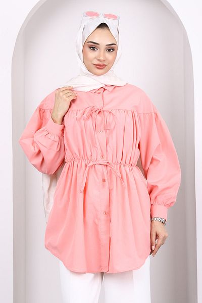 İmajButik Yavruağzı Buttoned Tunic with Elastic Waist