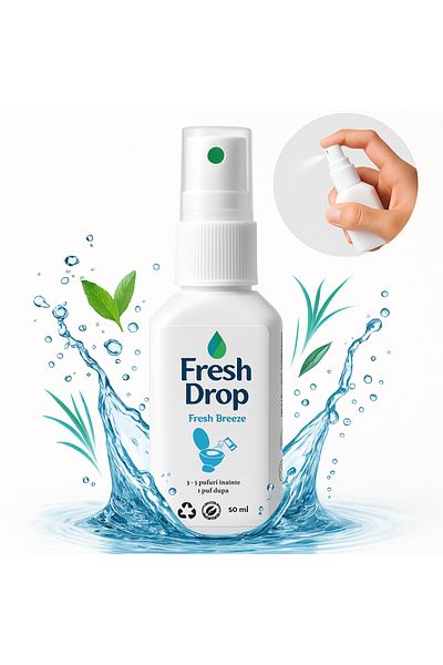 dalip Odorizant Spray pentru WC Fresh Drop, Fresh Breeze, Elimina Mirosul și Igienizeaza, 50ml