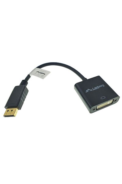 Lanberg Adapter, Lanberg, AD-0007-BK, 0,1 m, DisplayPort, DVI-D, Negru