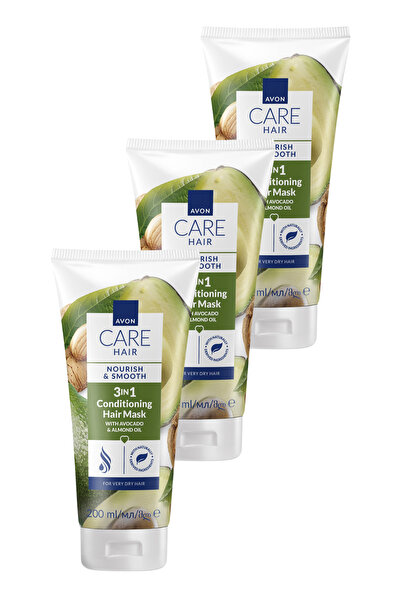 AVON Care Avokado ve Badem Yağı İçeren 3’ü 1 Arada Saç Maskesi 200ml Üçlü Paket
