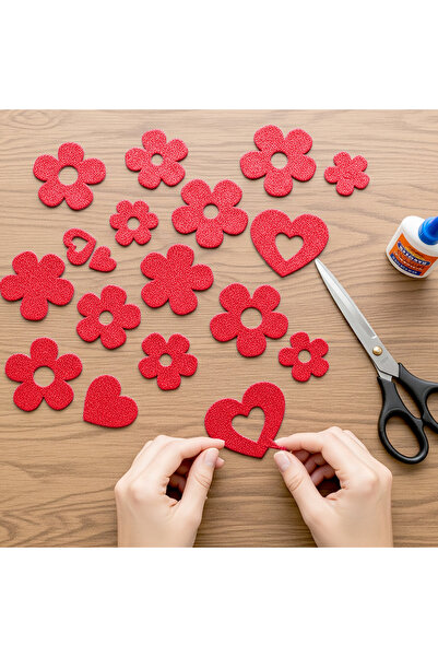 Minopi Red Colored Glitter Eva Sponge 50X70 cm 10 Pack 1.5 mm