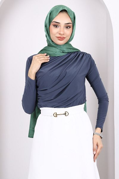İmajButik Smoked Front Draped Sandy Blouse
