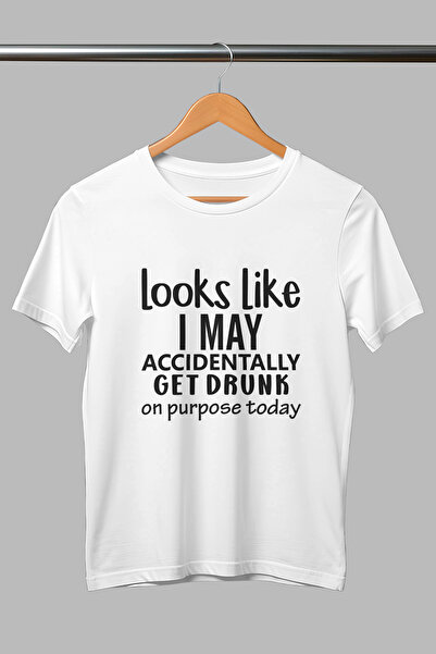 giftkonsept قد يقع على شرب الخمر أو ينوي تي شيرت أبيض للجنسين مطبوع عليه مضحك...
