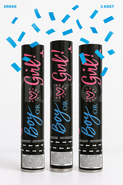 Mortex 3'lü Erkek için Baby Shower Konfeti 30cm - Cinsiyet Belirleme Partisi ...