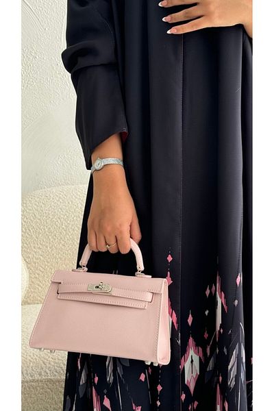 Generic Baby pink handbag and shoulder bag with leather strap