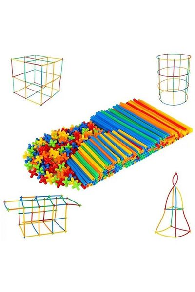 Toybox مجموعة بناء من 300 قطعة من ألعاب القش