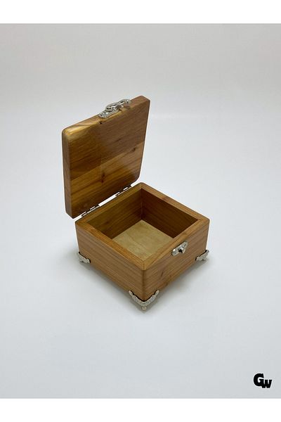 GOLDENWOODEN Natural Wooden Jewelry Box Wooden Storage Box(Cherry Wood)(Length:12Cm Width:12Cm Load:8Cm)