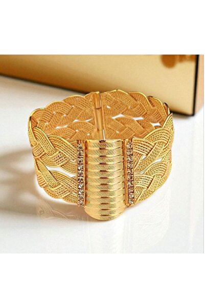 AKSESUARIM Kadın 22 Ayar Altın Kaplama Trabzon Örgülü Kelepçe