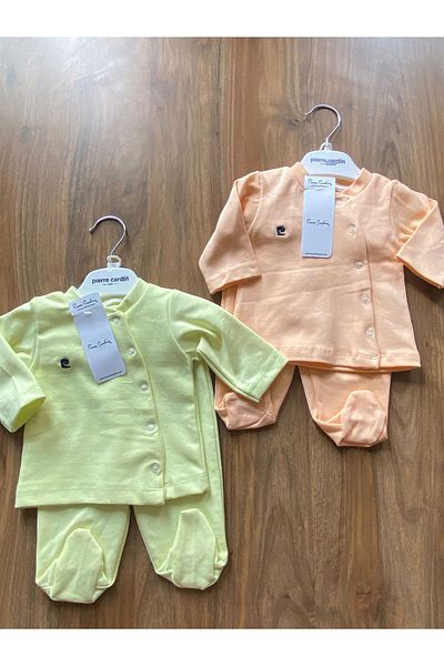 Pierre Cardin 100% Cotton Snap Closure Booties Long Sleeve Baby Set Set of 2