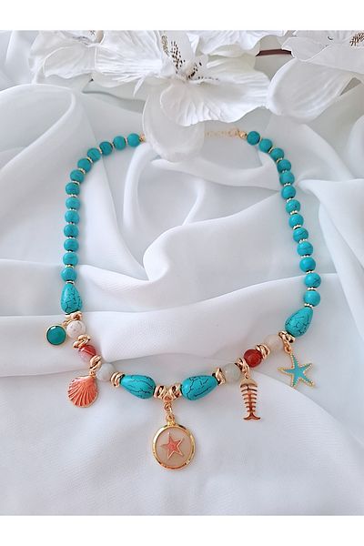 İPAR AKSESUAR Turquoise Chakra Natural Stone Necklace