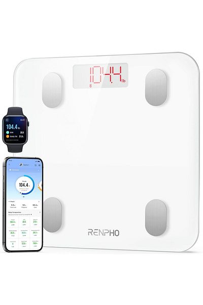 RENPHO Scales for Body Weight, Smart Body Fat Scale Digital Bathroom Weight Bluetooth Scales, White,