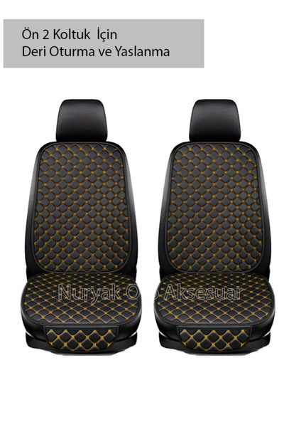 Nuryak Oto Aksesuar Fiat Fiorino Uyumlu Ön 2 Li Koltuk için Siyah Deri Sarı D...
