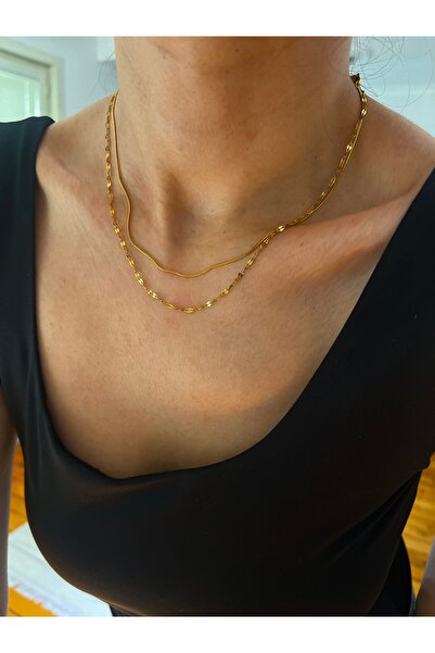 Hoop jewelery çelik 2li kolye