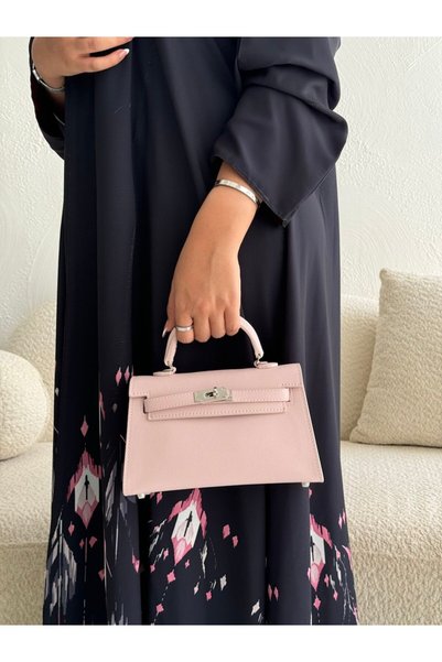 Generic Baby pink handbag and shoulder bag with leather strap