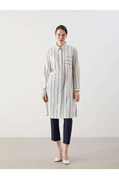 LC Waikiki Peak New Season Striped Linen Women's Shirt Tunic