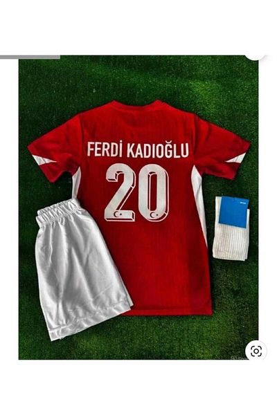 BARBITOS F.E.R.D.I K.A.D.I.O.Ğ.L.U Turkey National Team Euro 2024 Kids Away Jersey Set of 4 (Red)-Sm11