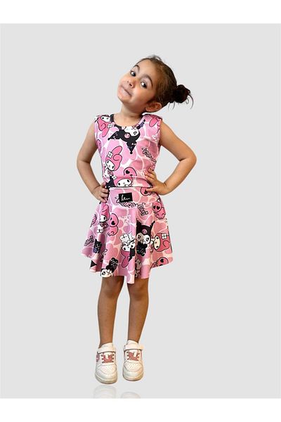 SANTRALBEBE Girl's Crop Badi Shorts Skirted Kuromili Suit