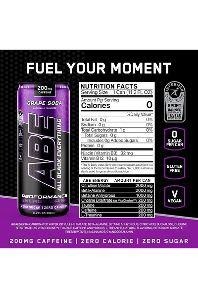 applied nutrition ABE Energy Drink, Grape Soda, 12x330ml