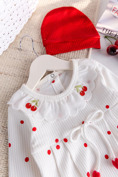 Babymod Cherry Embroidered Cotton Baby Girl Jumpsuit