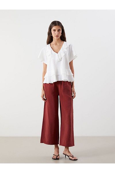 LC Waikiki Lcw Vision Flounced V Neck Blouse