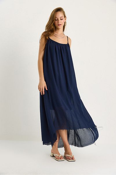 Bianco Lucci Women's Thin Strap Casual Lined Cotton Summer Long Dress 5971 60281106