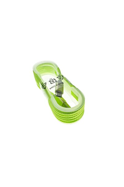 OEM USB 2.0 to microUSB cable, textile sheath, 130cm, fluorescent green