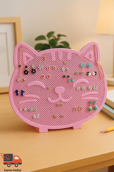 expres hediye Earring Stringing Stand, Earring Display Stand with Cat Figure