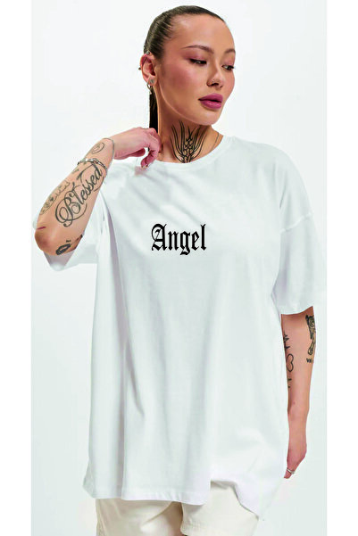 HOFFNUNG Μπλουζάκι Unisex Ανδρικό/Γυναικείο με λαιμόκοψη ANGEL με τύπωμα oversized