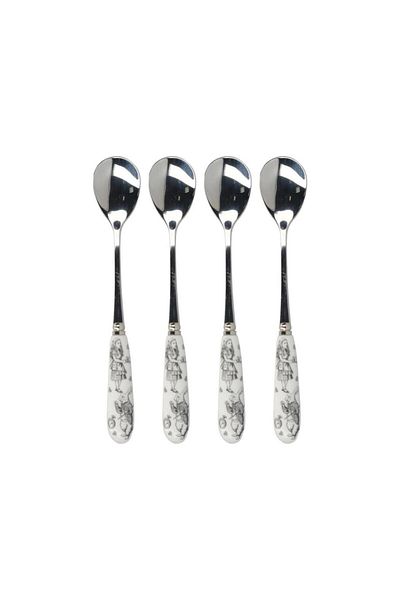 MIKASA X V&A Alice in Wonderland 5227080 Stainless Steel Porcelain Handle Tea Spoon Set of 4