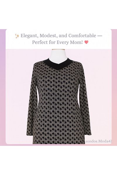 HESNA Γυναικείο φόρεμα Serap Plus Size με εμπριμέ μαύρο σχέδιο