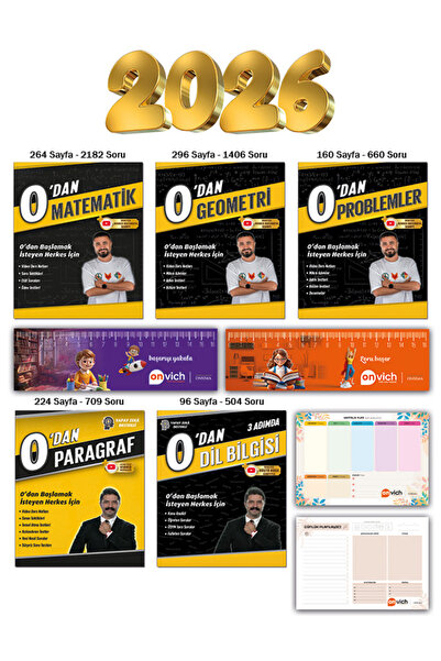 REHBER MATEMATİK YAYINLARI 0 dan Matematik Geometri Problemler Rüştü Hoca 0 dan Paragraf Dil Bilgisi Full Set Hediyeli
