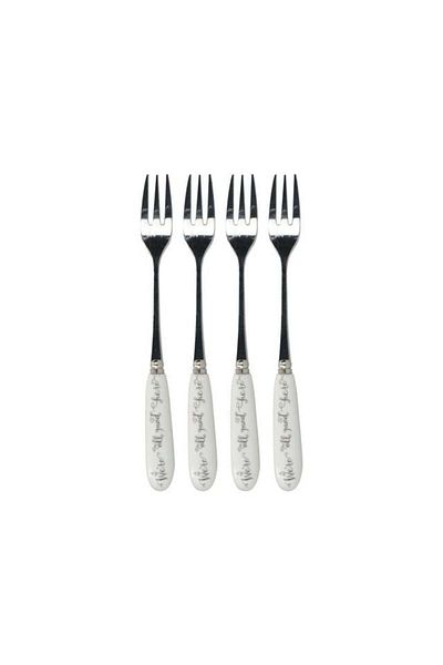 MIKASA X V&A Alice in Wonderland 5227081 Stainless Steel Porcelain Handle Cake Fork Set of 4