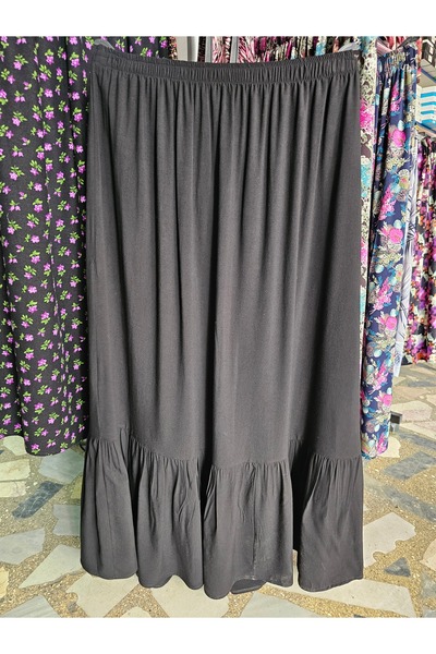 özlem giyim Kaliteli basma viskon pamuklu ucu fırfırlı siyah etek