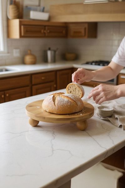 UCR HOME Bamboo Round Presentation Plate Cake Cake Serving Stand Wooden Decorative Ball Footed