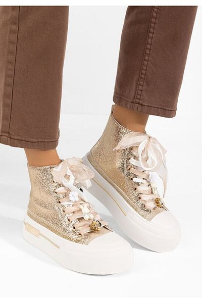 B T Shoes Women's Ivonne gold high-top sneakers