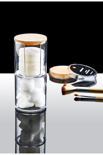 ROYALGROSS Double Layer Cotton Organizer with Wooden Lid – Makeup Organizer