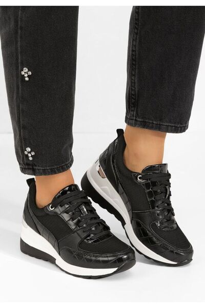 B T Shoes Sneakers dama cu platforma Alstoma negri