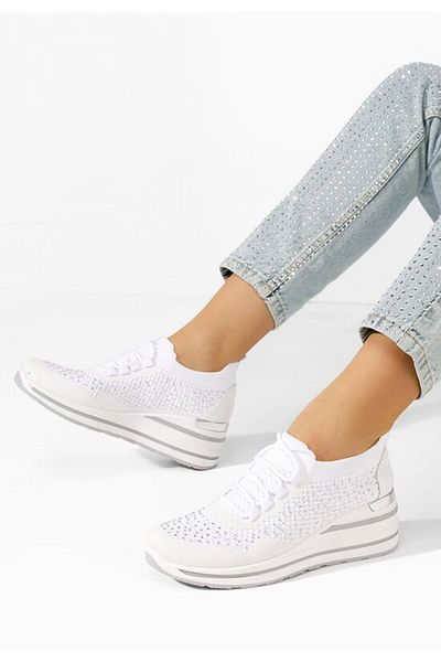 B T Shoes Sneakers cu platforma Gladise albi