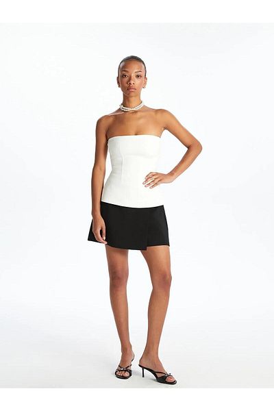 LC Waikiki Lcw Vision Strapless Neckline Peplum Blouse (S5)