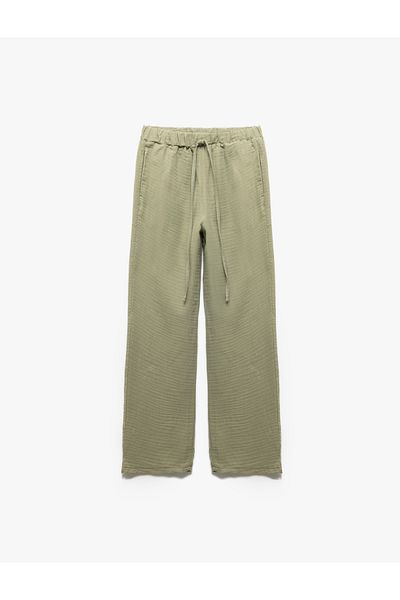 Koton New Season Comfortable Cut Pants with Tie Waist and Pockets