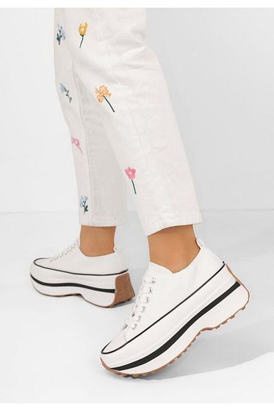 B T Shoes Tenisi cu platformă Cathleen albi