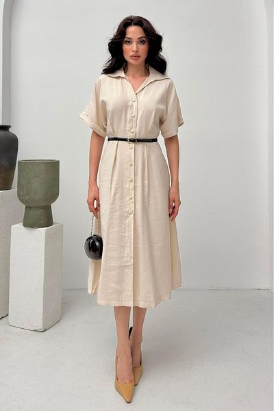 Serica Moda Stone Belt Detailed Shirt Dress