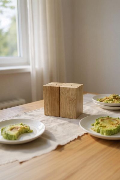 UCR HOME Bamboo Wooden Rectangular Magnetic Salt Shaker Spice Rack Pepper Shaker Pepper Shaker Set of 2 5X9